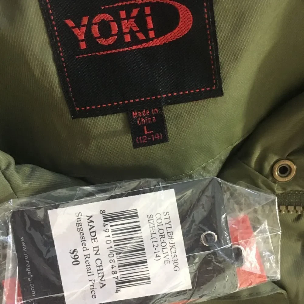 YOKI Anorak Olive Hooded Jacket Girls Sz Large